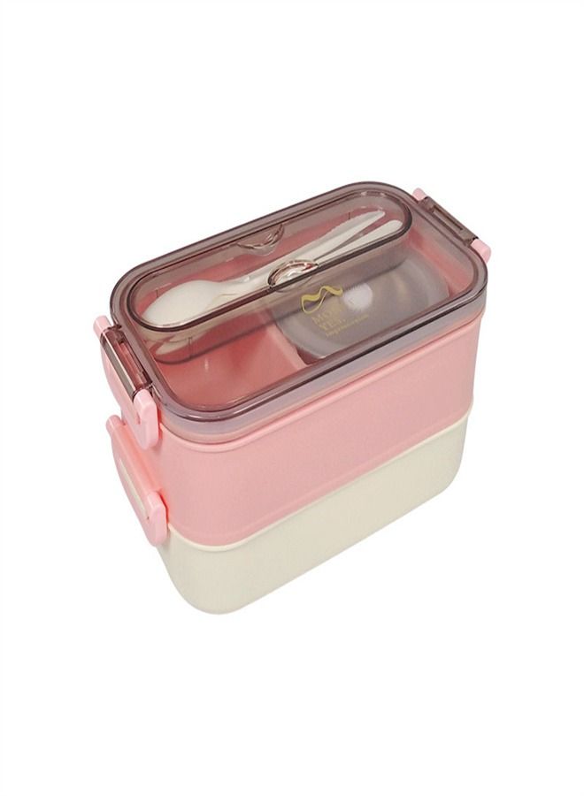 Double-Layer Stainless Steel Lunch Box Pink