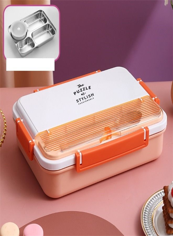 304 Stainless Steel Four Compartment Insulated Lunch Box Pink