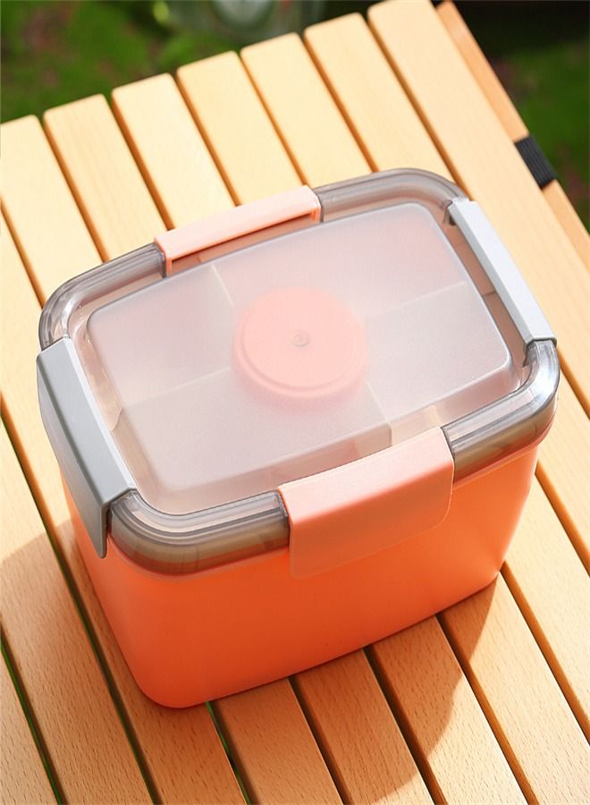 2000ML Layered And Divided Built-In Sauce Box Lunch Box Orange