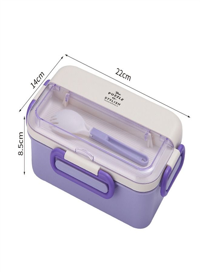 1100ML Four Button Plastic Compartment Lunch Box Purple