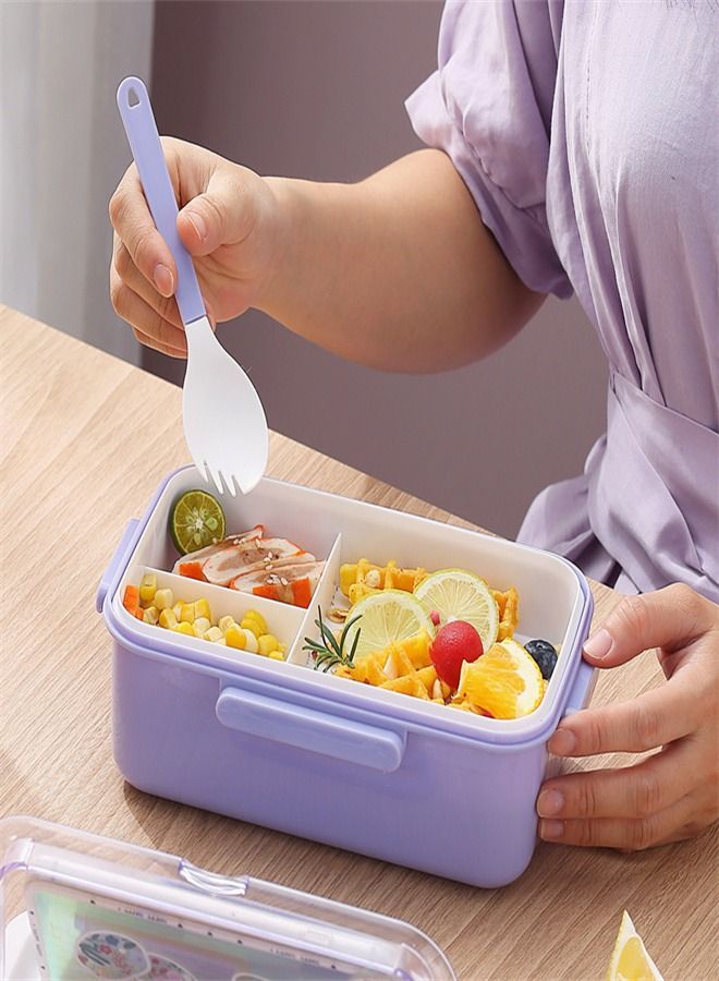 1100ML Four Button Plastic Compartment Lunch Box Purple