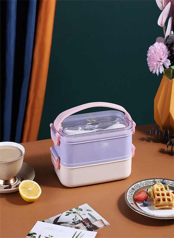 Double-Layer Stainless Steel Lunch Box Purple