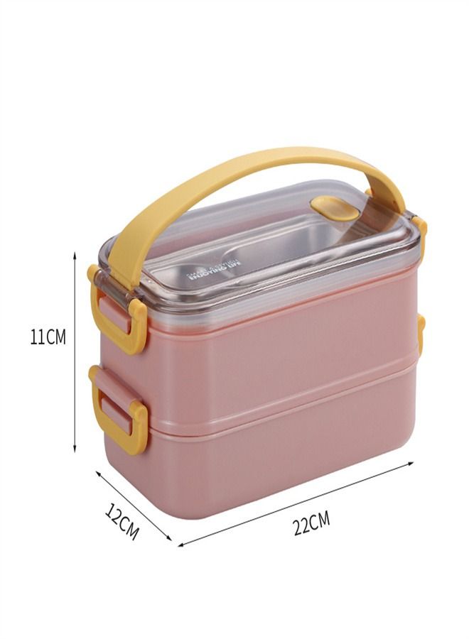 Double-Layer Stainless Steel Lunch Box Pink