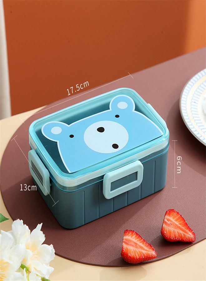 600ML Lovely Four Button Lunch Box Blue