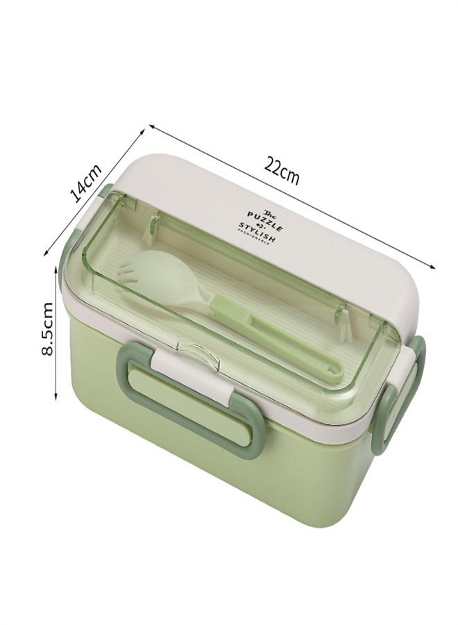 Four Button Plastic Compartment Lunch Box Green