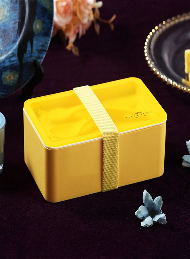 Plastic Divided Lunch Box Yellow