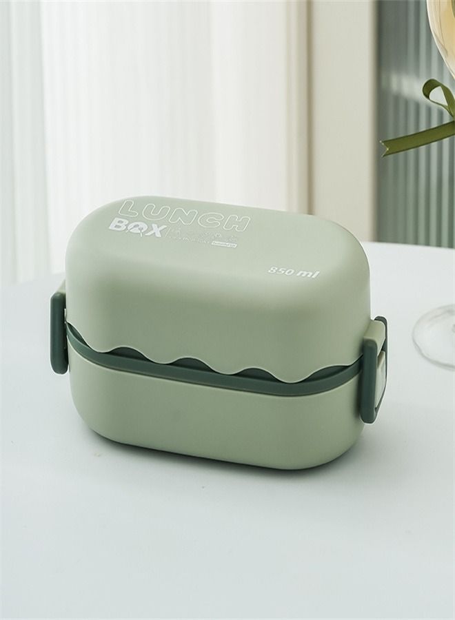 850ML Double Layer Microwave Oven Plastic Lunch Box Green