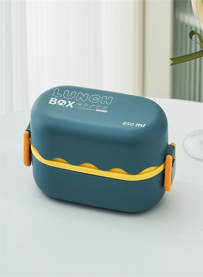 850ML Double Layer Microwave Oven Plastic Lunch Box Blue