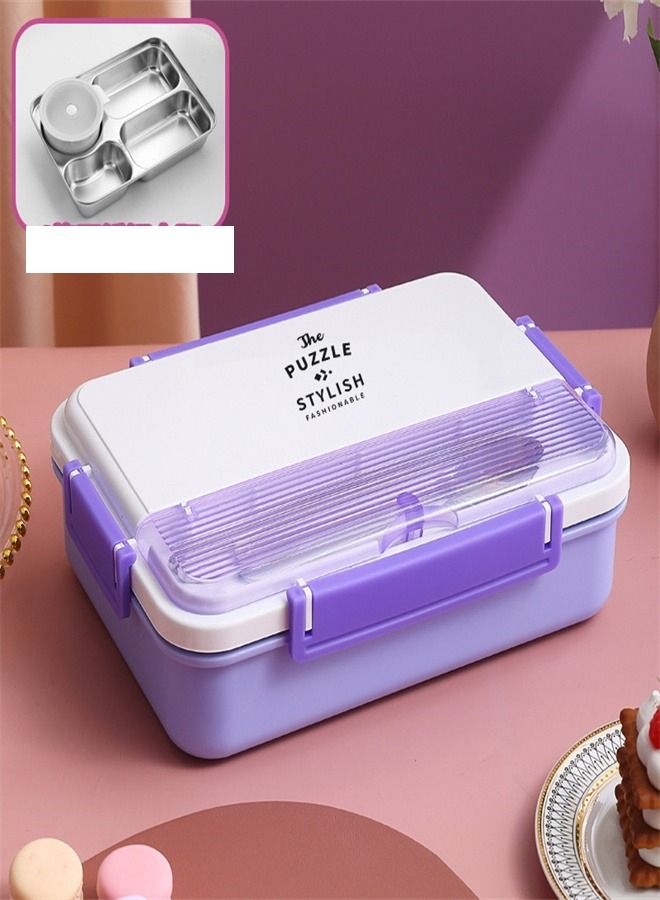 304 Stainless Steel Four Compartment Insulated Lunch Box Purple