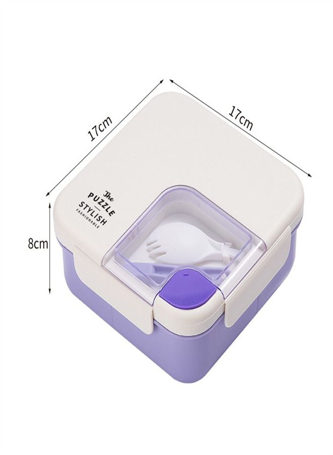 1100ML Square Divided Plastic Lunch Box Purple