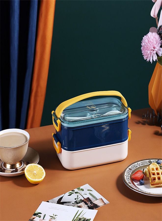 Double-Layer Stainless Steel Lunch Box Blue