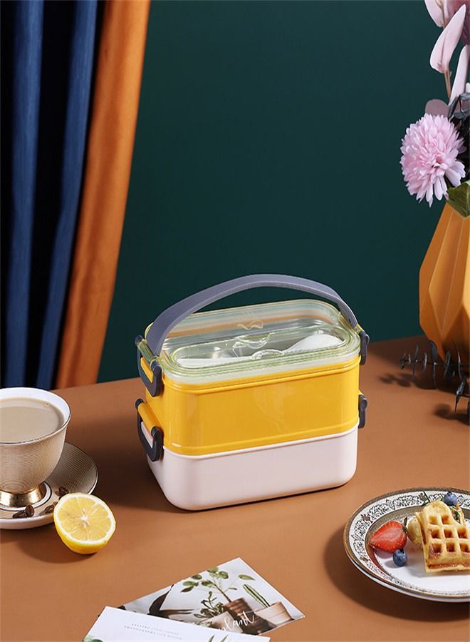 Double-Layer Stainless Steel Lunch Box Yellow