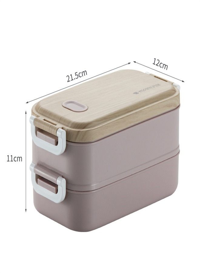 Double Layered Partition 304 Stainless Steel Lunch Box Pink