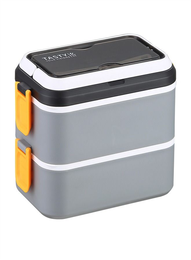 Double-Layer 304 Stainless Steel Lunch Box Grey