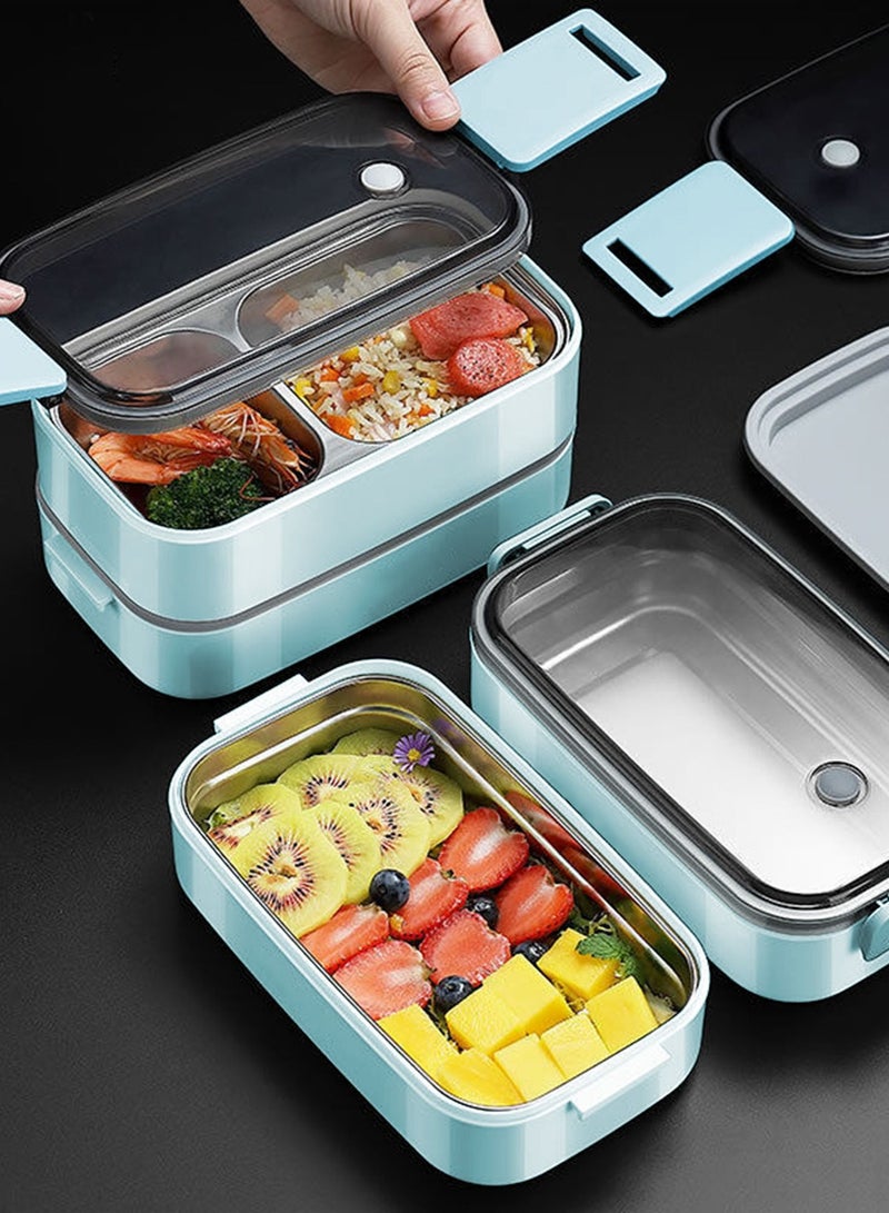 Bento Box Double Layers and 3-Compartment Lunch Box Adult's and Kid's Food Containers for School Work and Travel