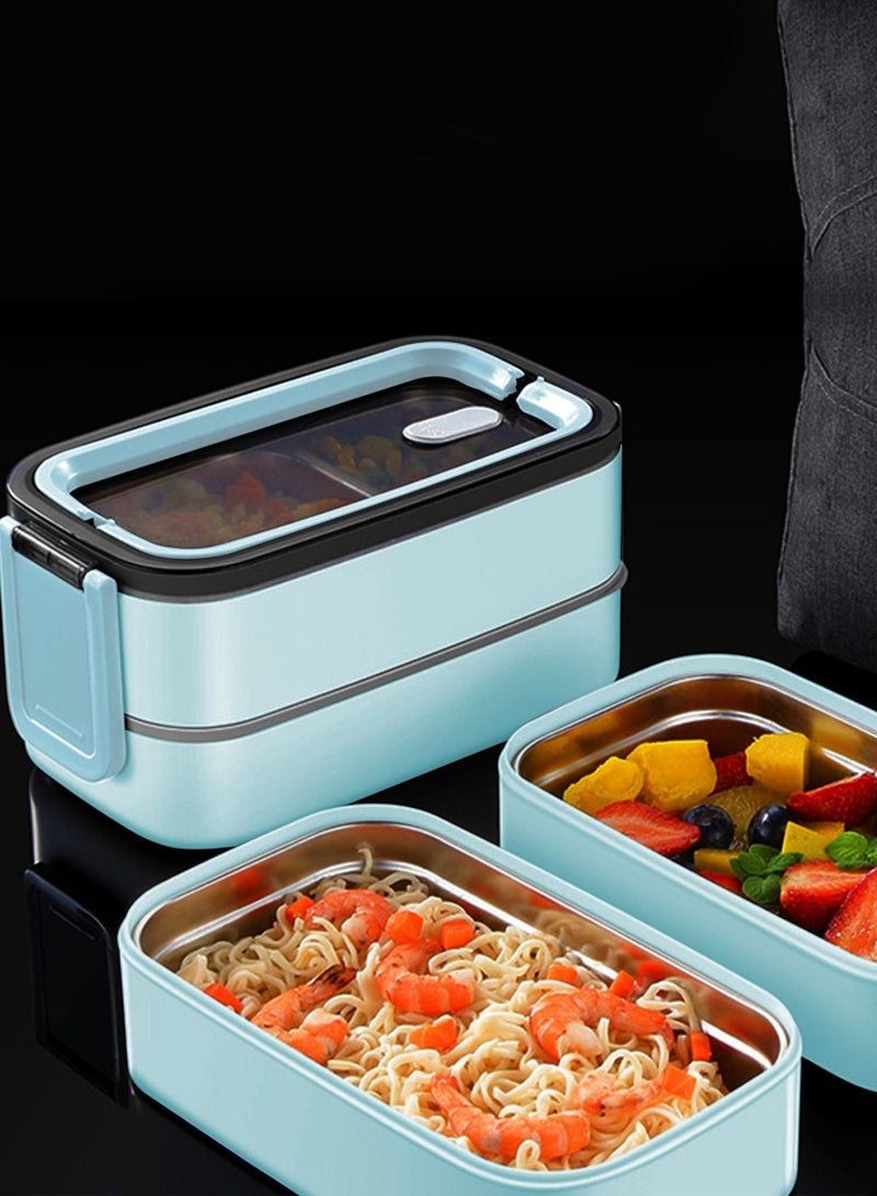 Bento Box Double Layers and 3-Compartment Lunch Box Adult's and Kid's Food Containers for School Work and Travel