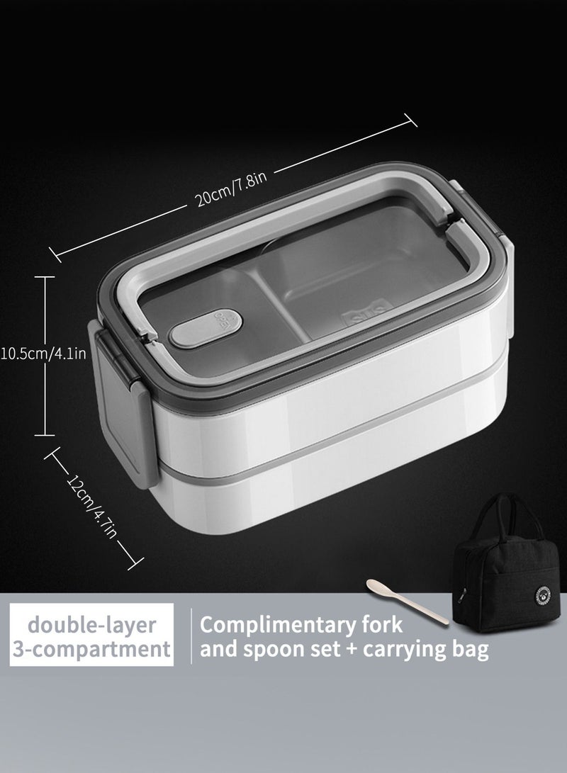 Bento Box Double Layers and 3-Compartment Lunch Box Adult's and Kid's Food Containers for School Work and Travel