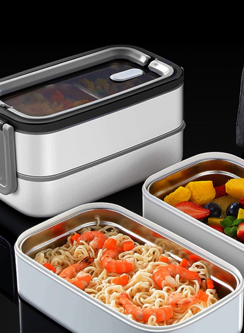 Bento Box Double Layers and 3-Compartment Lunch Box Adult's and Kid's Food Containers for School Work and Travel