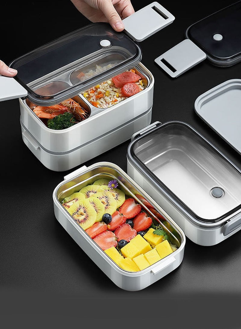 Bento Box Double Layers and 3-Compartment Lunch Box Adult's and Kid's Food Containers for School Work and Travel