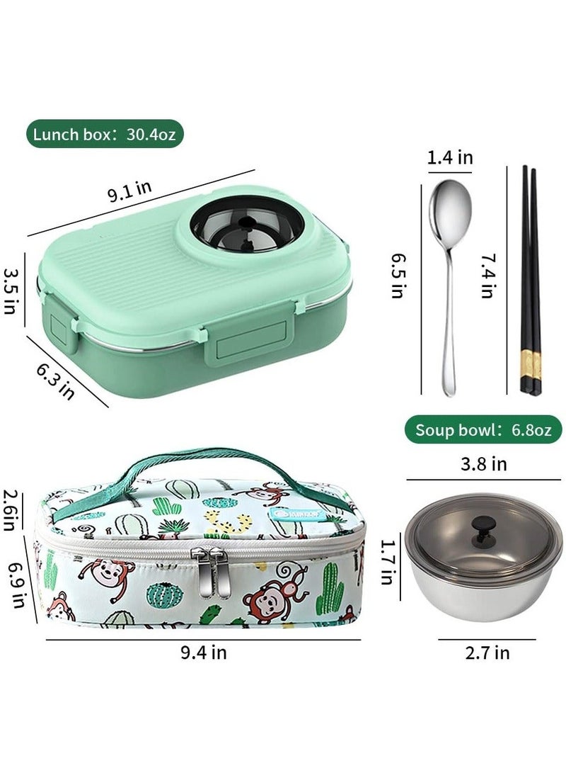 Bento Lunch Box, Double Stackable Box Containe with Cutlery Set, BPA Free, Dishwasher Safe Leakproof Packed for Adults Men Women