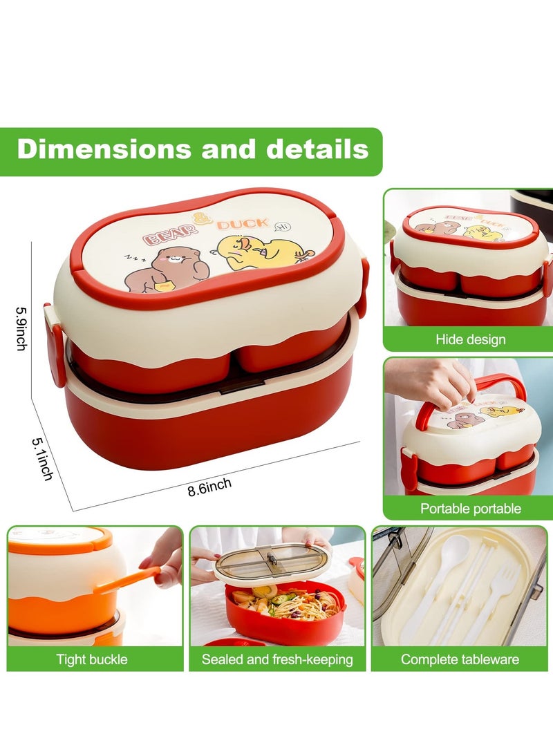 Bento Box Adult Lunch Stackable 56OZ Boxes for Adults Containers Leak Proof with Removable Compartments Microwave Safe