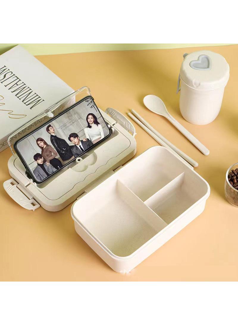 2-piece Portable Sealed Compartment Lunch Box Set