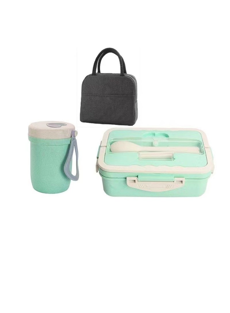 3-piece Portable Sealed Compartment Lunch Box Set