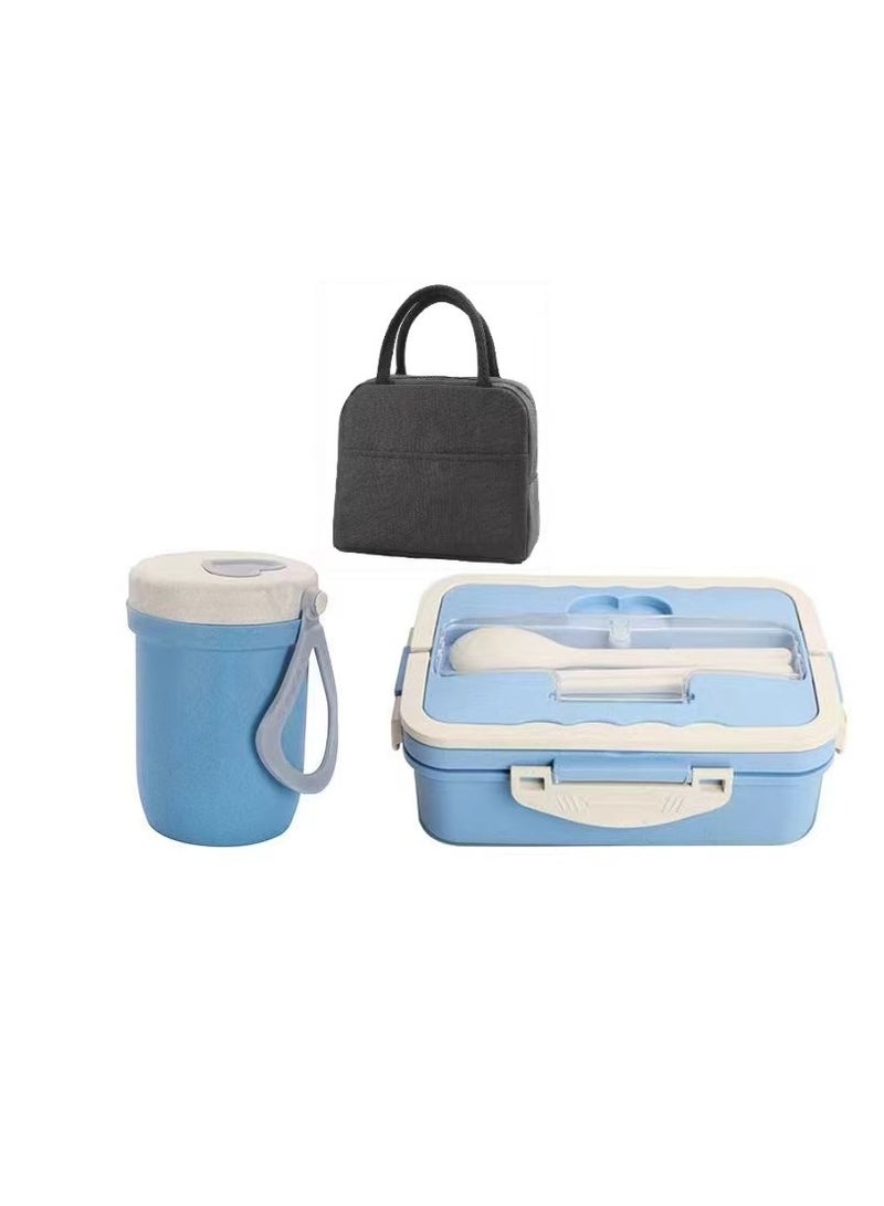 3-piece Portable Sealed Compartment Lunch Box Set