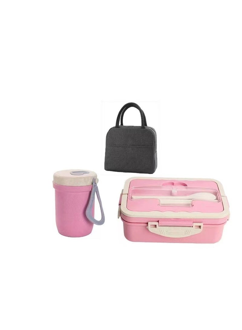 3-piece Portable Sealed Compartment Lunch Box Set