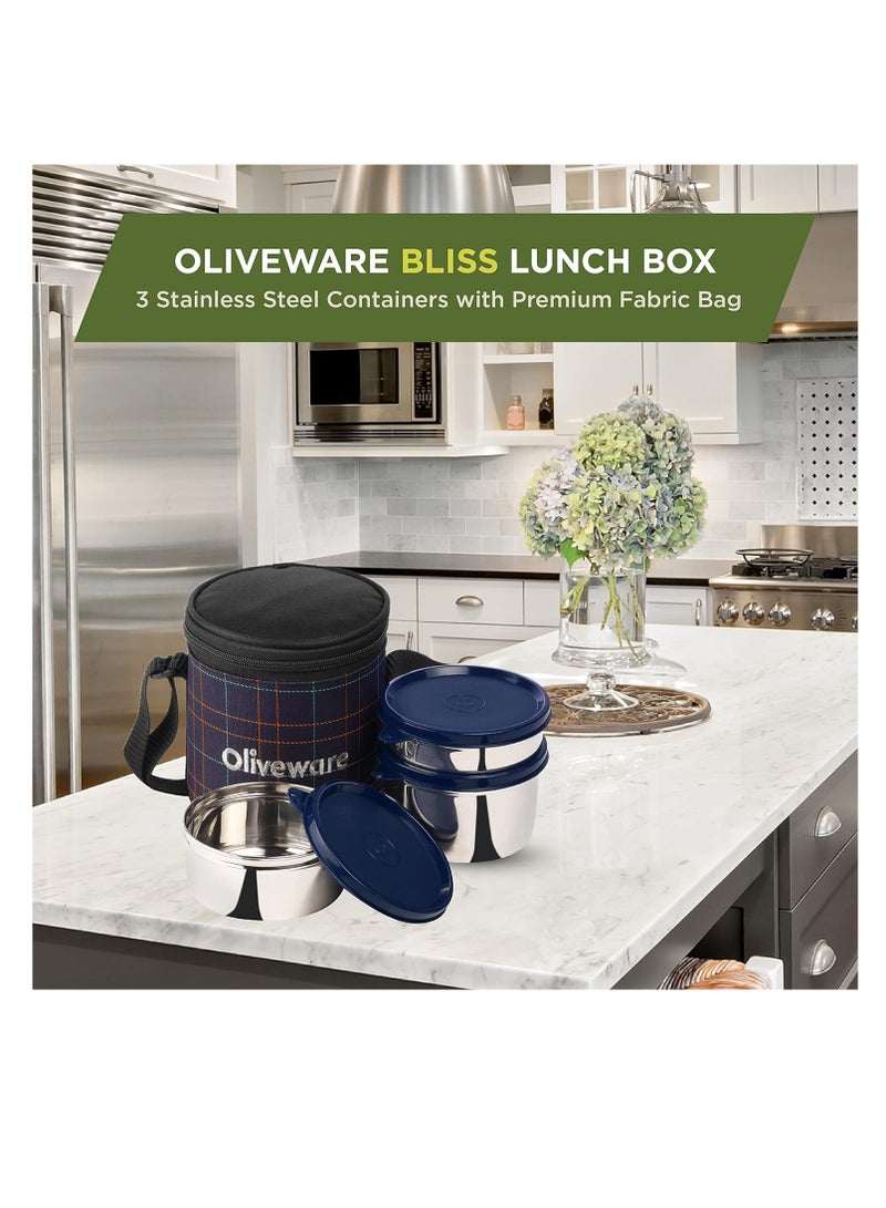 Lunch Box, Bliss Lunchbox | Stainless Steel |  ‎Airtight, Freezer & Dishwasher safe -Blue