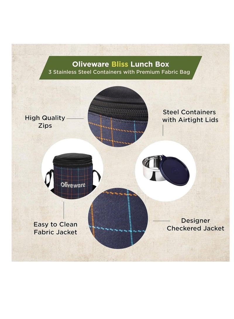 Lunch Box, Bliss Lunchbox | Stainless Steel |  ‎Airtight, Freezer & Dishwasher safe -Blue