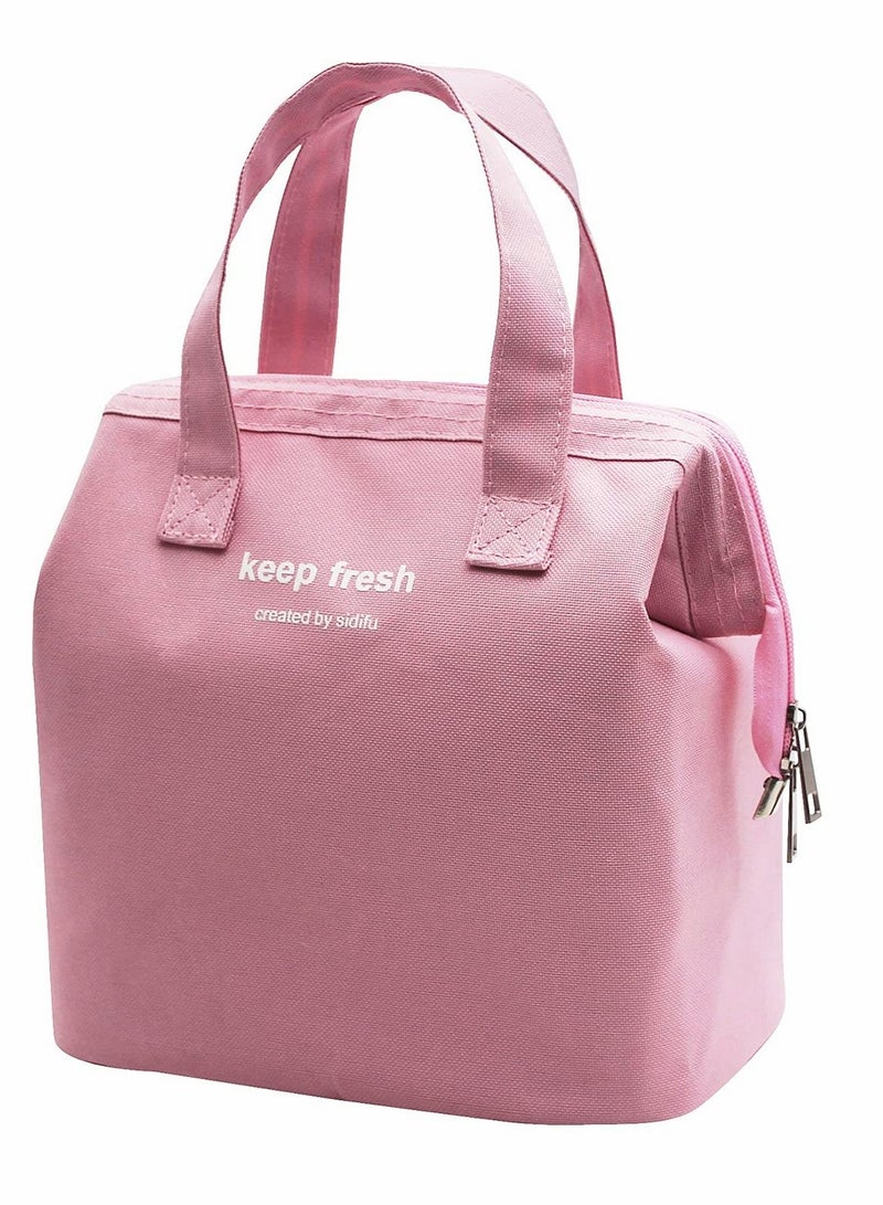 Lunch Bag Bento Bag, Thickened Thermal Insulation Refrigerated Tote Box Carrying for Students Ladies Men Picnic Work Outdoor (Pink)