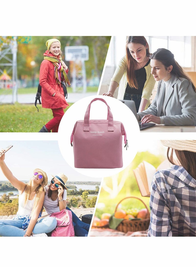 Lunch Bag Bento Bag, Thickened Thermal Insulation Refrigerated Tote Box Carrying for Students Ladies Men Picnic Work Outdoor (Pink)