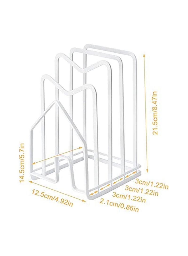 Cutting Board Rack Chopping Board Organizer Pot Pan Lids Holder Thin Bakeware Baking Tray Drying Display Stand Kitchen Countertop Cupboards Cabinet Office Sturdy Metal 12.5*14.5*21.5cm in.White