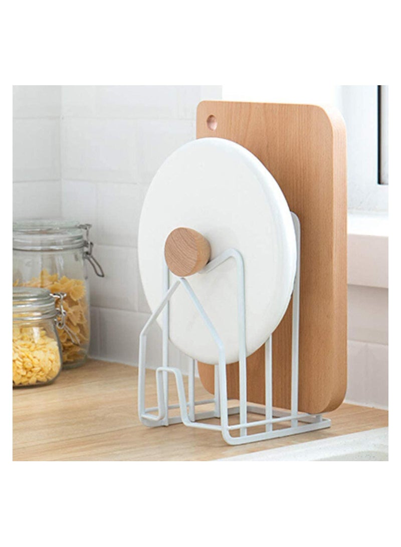 Cutting Board Rack Chopping Board Organizer Pot Pan Lids Holder Thin Bakeware Baking Tray Drying Display Stand Kitchen Countertop Cupboards Cabinet Office Sturdy Metal 12.5*14.5*21.5cm in.White