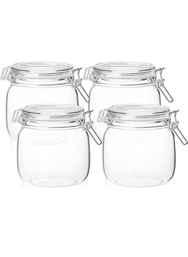 Air-Tight Borosilicated Glass Storage Jar Containers For Kitchen Storage, Pickle Dry Fruits Transparent 500ML PACK of 4