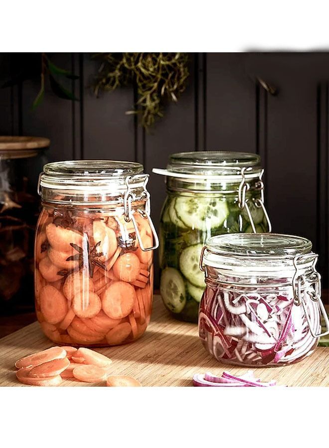 Air-Tight Borosilicated Glass Storage Jar Containers For Kitchen Storage, Pickle Dry Fruits Transparent 500ML PACK of 4