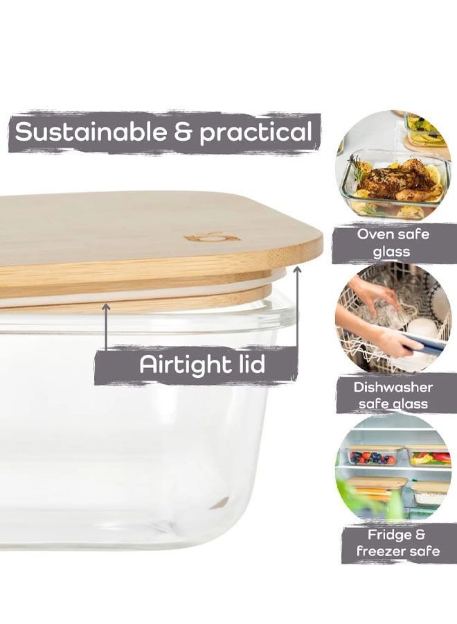 Large Glass Storage Containers with Bamboo Lids, Set of 2 (1 x 36oz and 1 50oz), Beautiful Lid Containers, for Non-Plastic, Sustainable (Set 2)