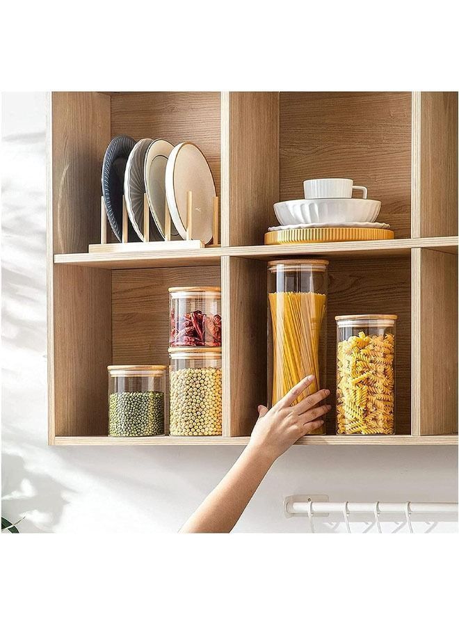 Glass Storage Jar with Bamboo Lids,Set of 4,Kitchen Food Containers,Glass Cereals Canisters for Pantry Organization and Containers Moisture Proof Sugar, Coffee, Tea (1800ML)