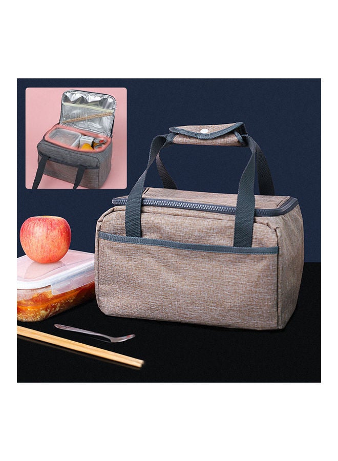 Portable Thermal Heat Insulated Meal Bento Lunch Bag Brown