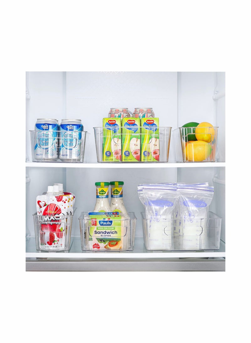 Refrigerator Organizer Bins - 2pcs Clear Plastic For Fridge, Freezer, Kitchen Cabinet, Pantry Organization and Storage, BPA Free Fridge Organizer, 31.5 * 21.5 9 cm