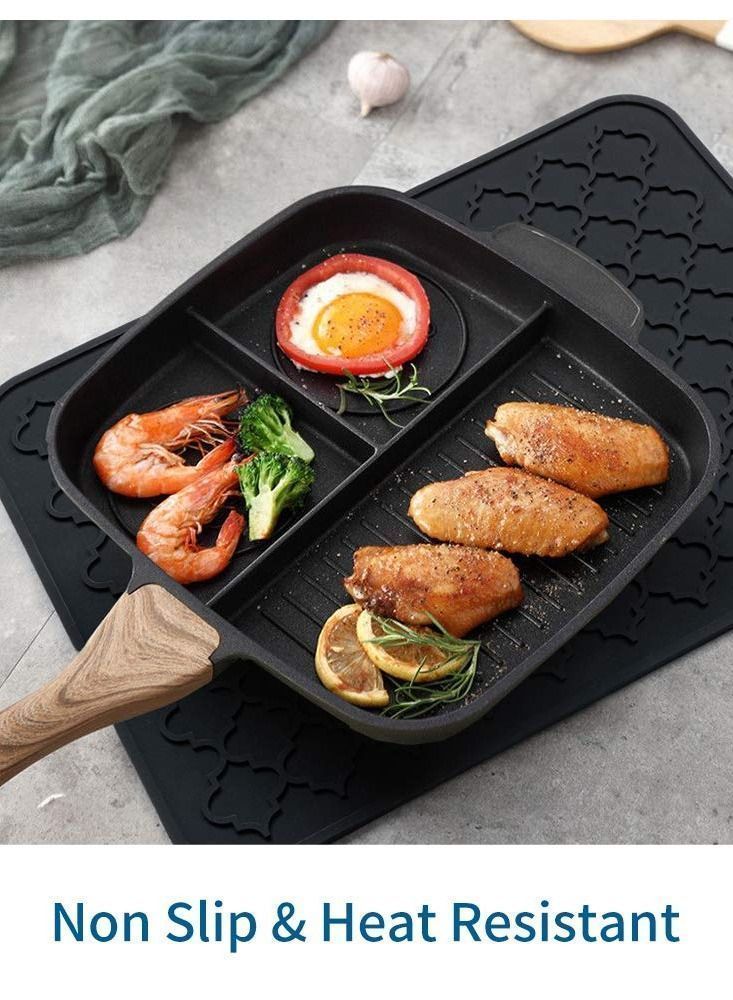 Silicone Drying Mat for Kitchen Countertops, 12 X 16 inch, (Black)