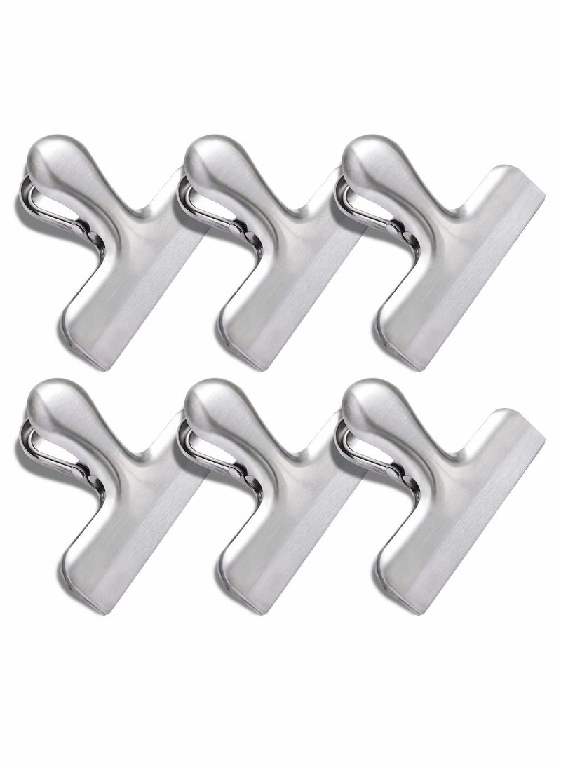 Stainless Steel Chip Bag Clips Set, 6 Pack Clips, Heavy Duty Clamp Seal Food