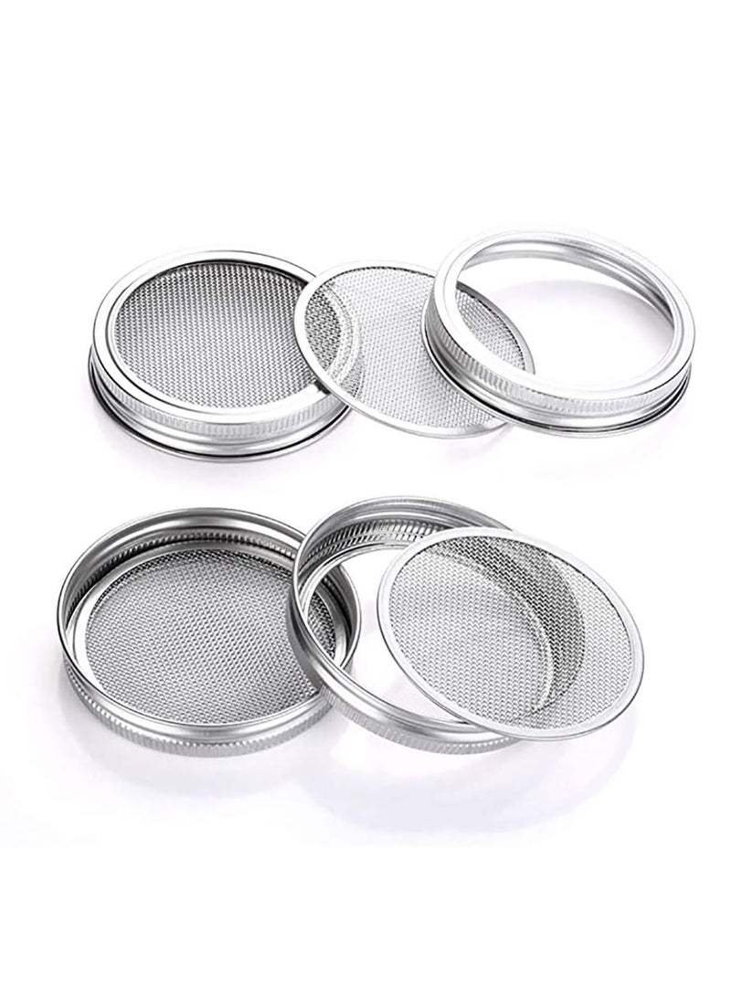 4 Pcs Stainless Steel Sprouting Jar Lid Kit, Mesh Strainer Seed Germinator Making Organic Sprout Seeds in House and Kitchen