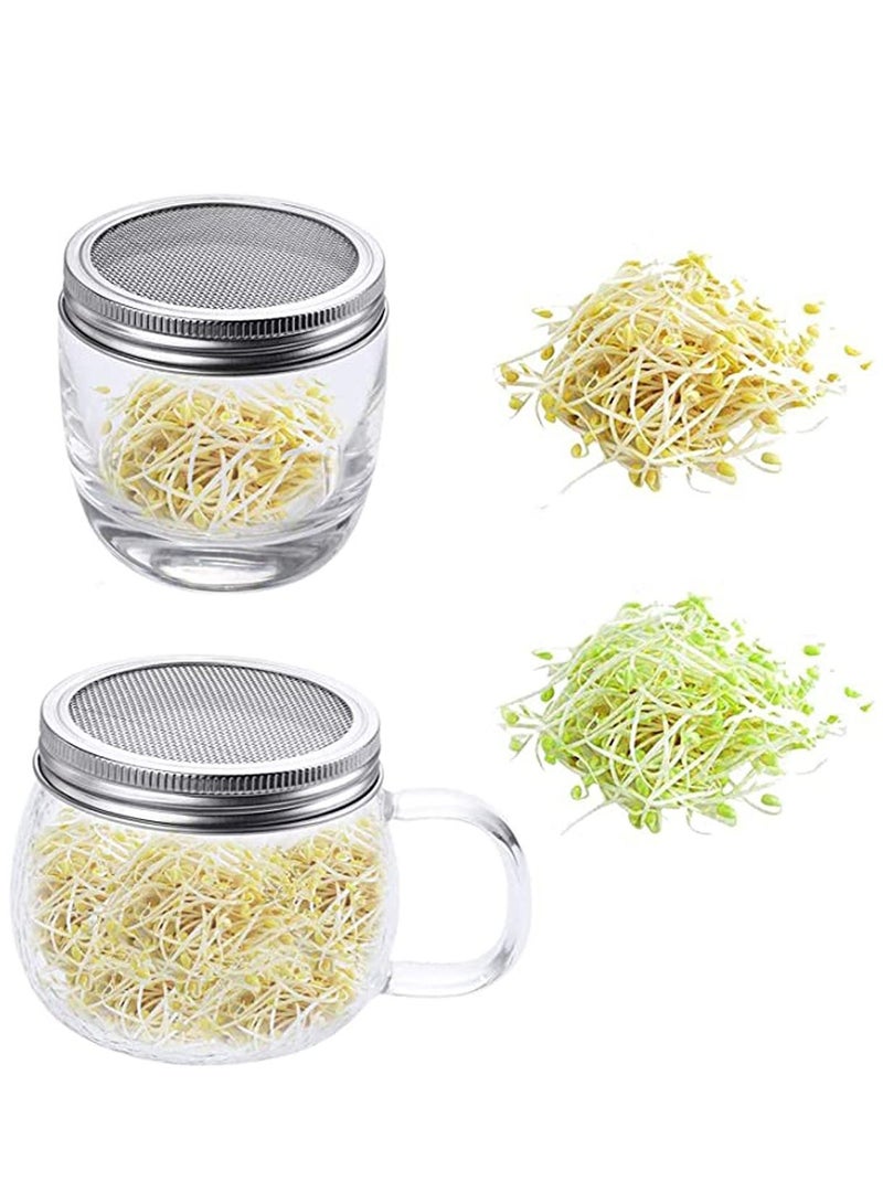 4 Pcs Stainless Steel Sprouting Jar Lid Kit, Mesh Strainer Seed Germinator Making Organic Sprout Seeds in House and Kitchen