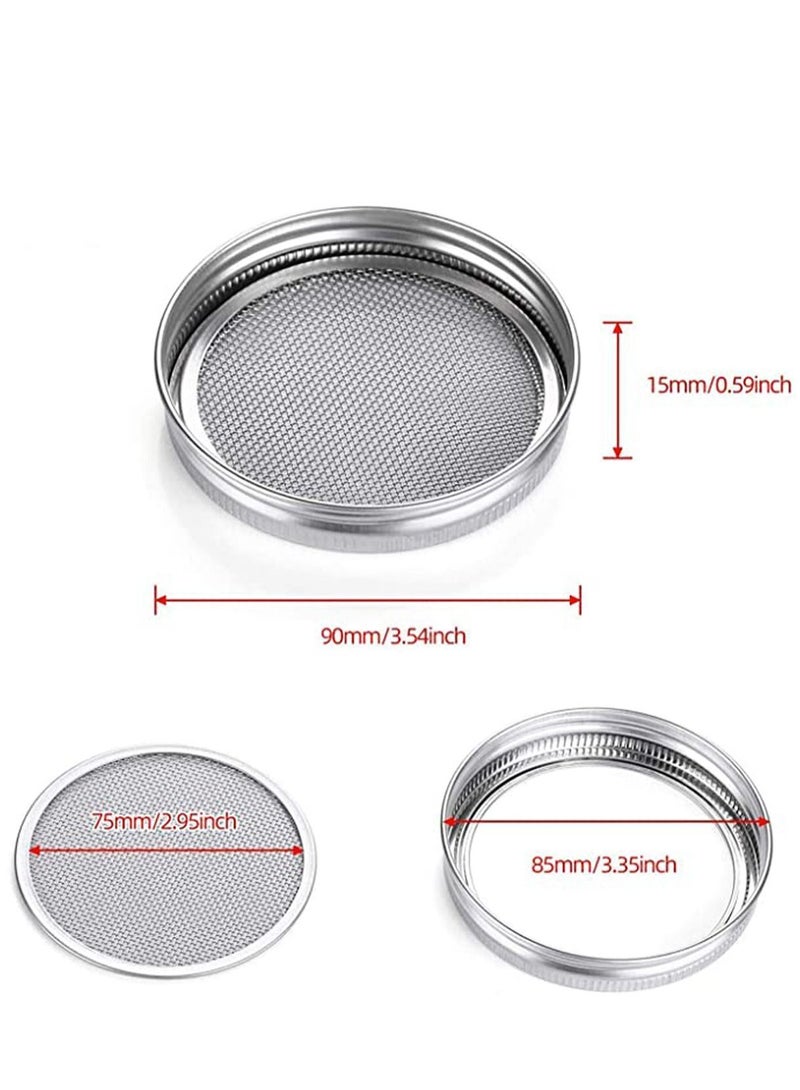 4 Pcs Stainless Steel Sprouting Jar Lid Kit, Mesh Strainer Seed Germinator Making Organic Sprout Seeds in House and Kitchen