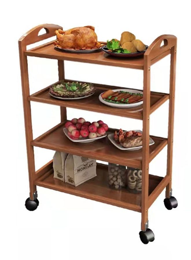 FFD Wooden Kitchen Trolly Food Serving Trolly Bamboo Cart Wooden Storage Rack Kitchen Storage Rack 4 Floor