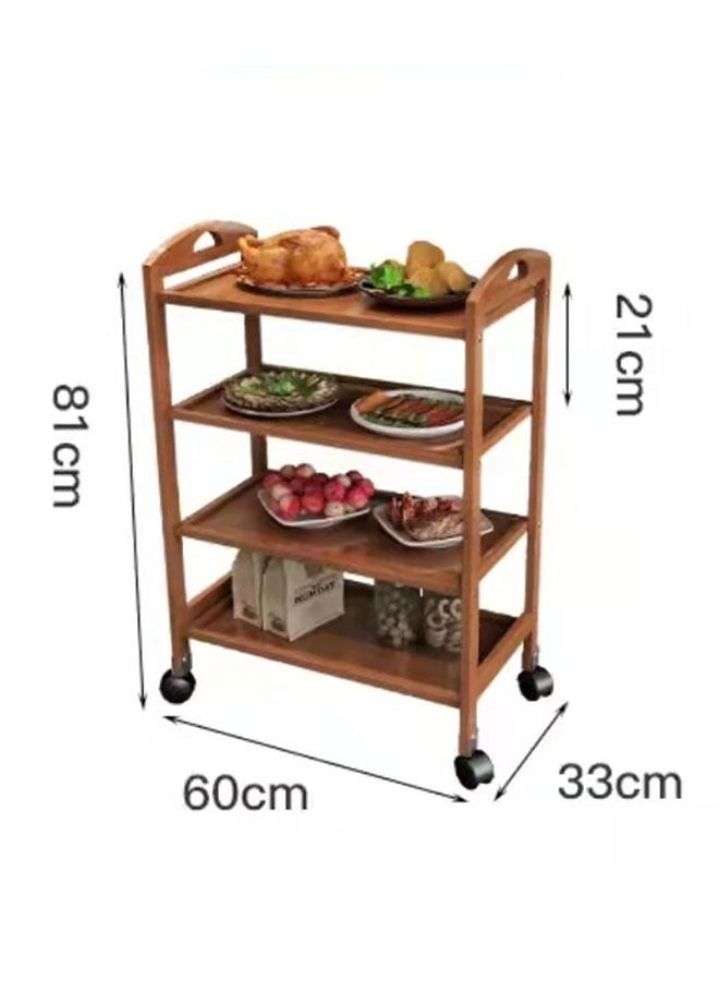 FFD Wooden Kitchen Trolly Food Serving Trolly Bamboo Cart Wooden Storage Rack Kitchen Storage Rack 4 Floor