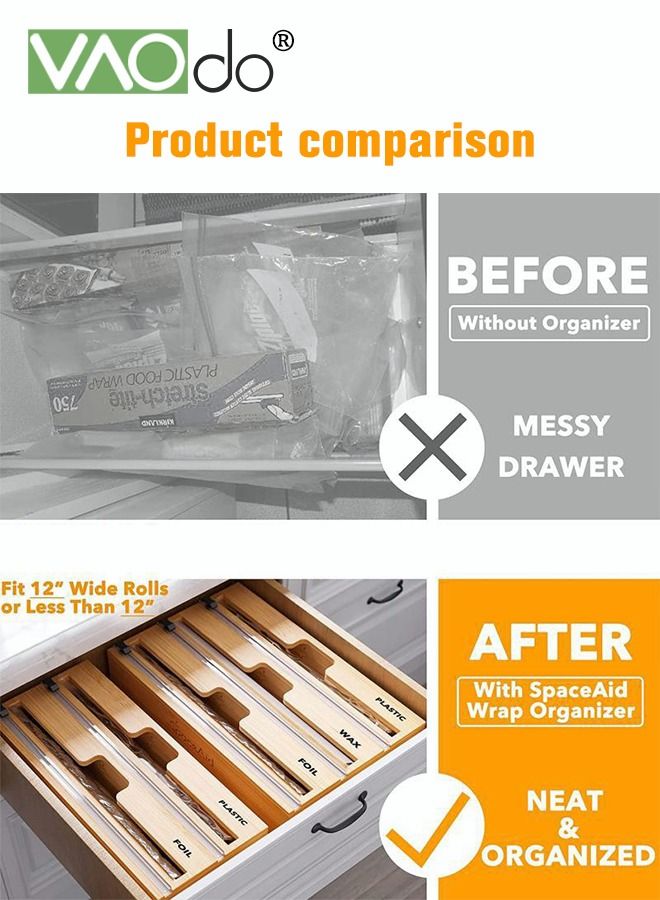 3 In 1 Packaging Storage Box Plastic Wrap Tin Foil Divider Wrap Organizer For Kitchen Storage Tissue Rack