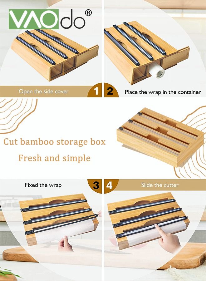 3 In 1 Packaging Storage Box Plastic Wrap Tin Foil Divider Wrap Organizer For Kitchen Storage Tissue Rack